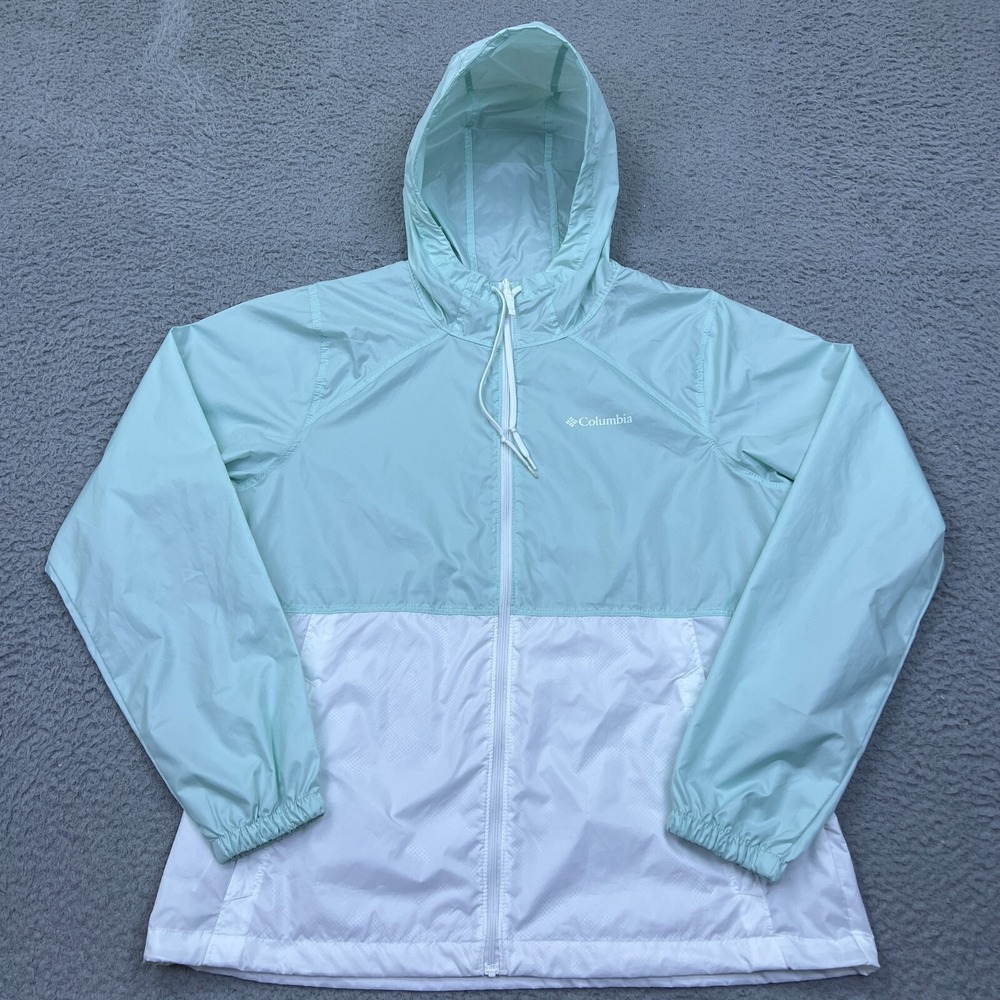 Columbia Womens Center Ridge Jacket Sz M Lightweight Full Zip Windbreaker Blue‎
